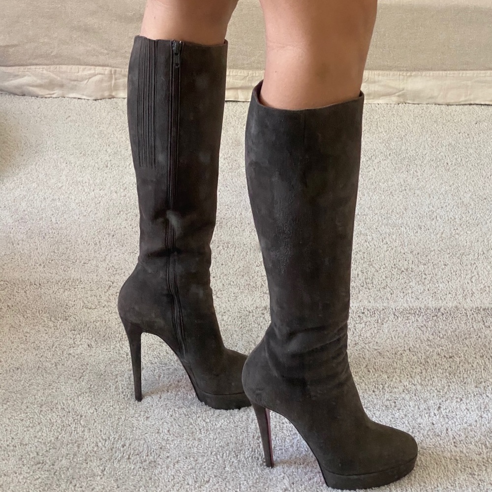 Christian Louboutin Daf Boot Brown Suede Platform